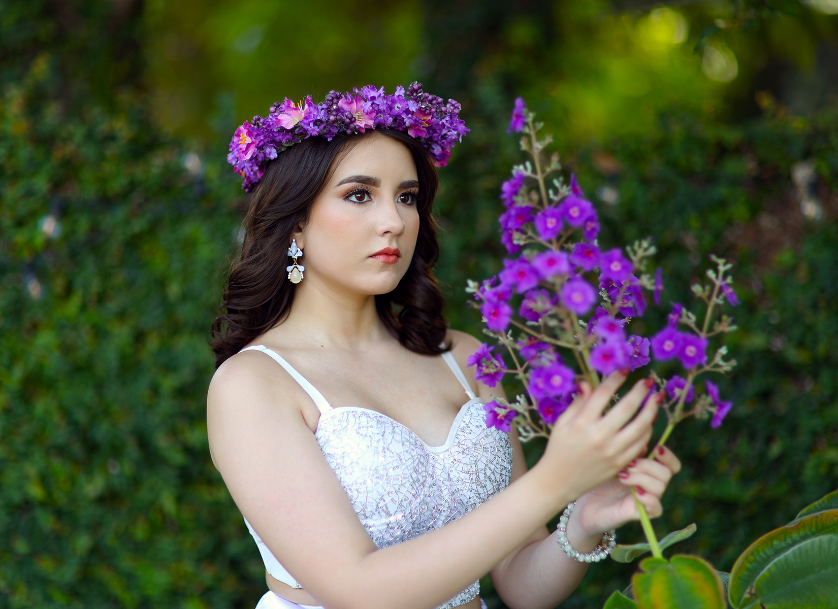 girl with purple flowers